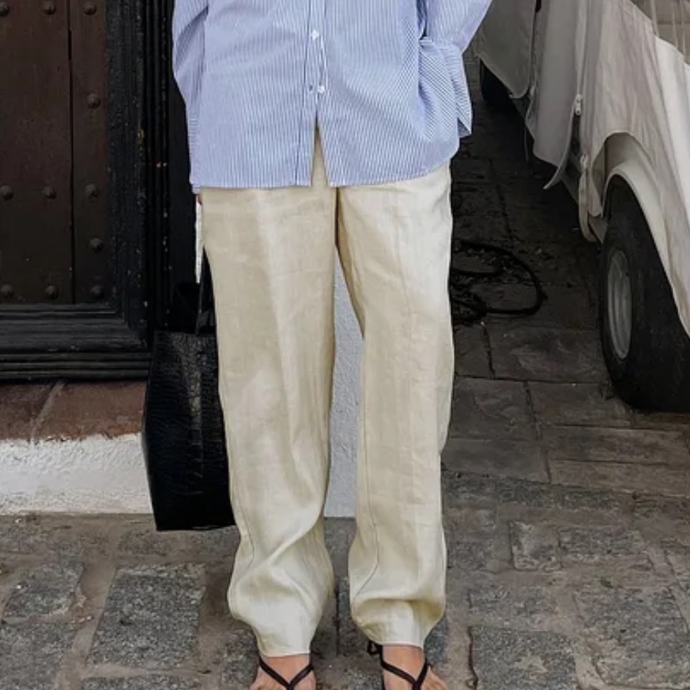 Wide leg linen pants